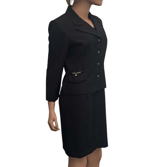 Virgo Womens 10 Petite 2pc Black Blazer Suit Jacket Dress Set Union Label USA - Picture 4 of 16